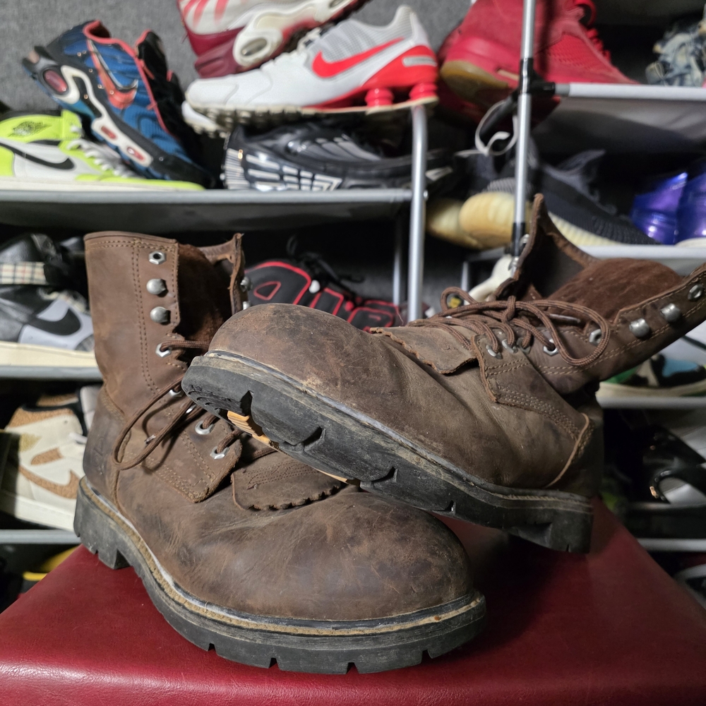 🔥 Men's Brown Lincoln Outfitters Size 13 Leather Lace-Up Work Boots